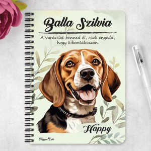 Személyre szabható - Beagle portré mintás A6-os füzet - otthon & életmód - papír, írószer - jegyzetfüzet & napló - Meska.hu