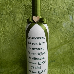 Díszített italos üveg, egyedi felirattal esküvőre, születésnapra.... - otthon & életmód - dekoráció - asztal és polc dekoráció - díszüveg - Meska.hu