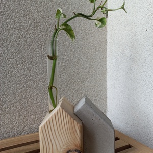 Fa s beton kishz üveg tartóval, Otthon & Életmód, Dekoráció, Asztal és polc dekoráció, Dekorációs tál, tartó, Famegmunkálás, Gipszöntés, MESKA