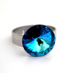 Swarovski rivolis kék gyűrű - ékszer - gyűrű - kerek gyűrű - Meska.hu