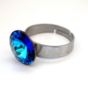Swarovski rivolis kék gyűrű - ékszer - gyűrű - kerek gyűrű - Meska.hu
