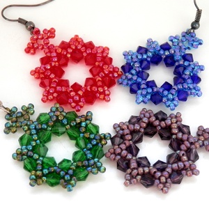 Elegáns piros fülbevaló - ékszer - fülbevaló - lógós kerek fülbevaló - Meska.hu