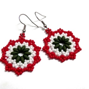 Nemzeti trikolor kokárda fülbevaló - ékszer - fülbevaló - lógós kerek fülbevaló - Meska.hu