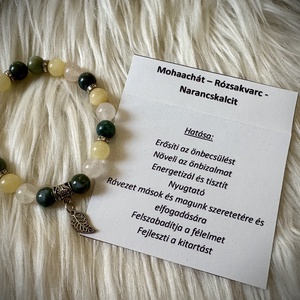 Mohaachát - Rózsakvarc - Narancs Kalcit karkötő - ékszer - karkötő - ásványkarkötő - Meska.hu