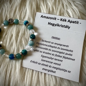 Kék Apatit - Hegyikristály - Amazonit Ásvány karkötő - ékszer - karkötő - ásványkarkötő - Meska.hu