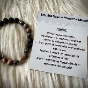 Leopárd Jáspis - Hematit - Lávakő Ásvány karkötő - ékszer - karkötő - ásványkarkötő - Meska.hu
