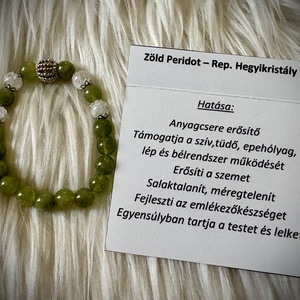 Peridot - Roppantott Hegyikristály Ásvány karkötő - ékszer - karkötő - ásványkarkötő - Meska.hu