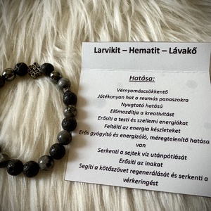 Larvikit - Hematit - Lávakő Ásvány karkötő - ékszer - karkötő - ásványkarkötő - Meska.hu