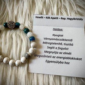 Howlit - Kék Apatit - Repesztett Hegyikristály Ásvány karkötő, Ékszer, Karkötő, Ásványkarkötő, Ékszerkészítés, MESKA