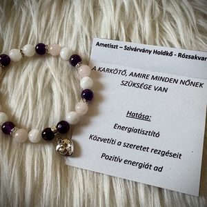 Ametiszt - Szivárvány Holdkő - Rózsakvarc Ásvány karkötő, Ékszer, Karkötő, Ásványkarkötő, Ékszerkészítés, MESKA