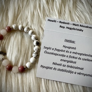 Howlit - Rodonit - Matt Rózsakvarc - Rep. Hegyikristály Ásvány karkötő, Ékszer, Karkötő, Ásványkarkötő, Ékszerkészítés, MESKA