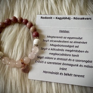 Rodonit - Kagylóhéj - Rózsakvarc Ásvány karkötő, Ékszer, Karkötő, Ásványkarkötő, Ékszerkészítés, MESKA