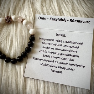 Ónix - Kagylóhéj - Rózsakvarc Ásvány karkötő, Ékszer, Karkötő, Ásványkarkötő, Ékszerkészítés, MESKA