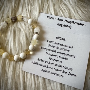 Citrin - Rep. Hegyikristály - Kagylóhéj Ásvány karkötő, Ékszer, Karkötő, Ásványkarkötő, Ékszerkészítés, MESKA