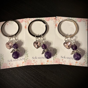Ametiszt Angyalkás Kulcstartó, Táska & Tok, Kulcstartó & Táskadísz, Kulcstartó, Ékszerkészítés, MESKA