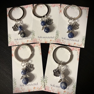 Szodalit Ásvány Angyalkás Kulcstartó, Táska & Tok, Kulcstartó & Táskadísz, Kulcstartó, Ékszerkészítés, MESKA