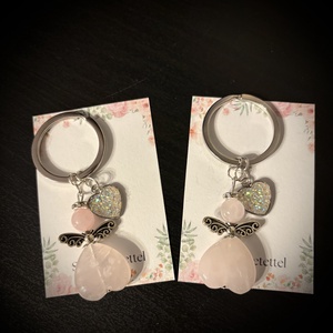 Rózsakvarc Ásvány Angyalkás Kulcstartó, Táska & Tok, Kulcstartó & Táskadísz, Kulcstartó, Ékszerkészítés, MESKA