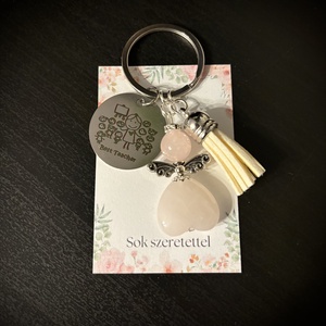 Rózsakvarc Ásvány Angyalkás Kulcstartó - Meska.hu