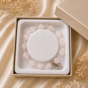 Rózsakvarc - Fazettált Hegyikristály Ásvány karkötő - Meska.hu