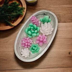 Pozsgás formájú gyertyatál, Otthon & Életmód, Gyertya, illat, aroma, Gyertya, Gyertya-, mécseskészítés, MESKA