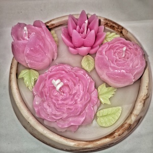 Rózsás ölelés gyertya  dekoratív tálban  - otthon & életmód - gyertya, illat, aroma - gyertya - Meska.hu