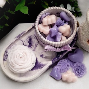 Gyertya és illatviasz szett kerámia tálban  - otthon & életmód - gyertya, illat, aroma - illatviasz - Meska.hu