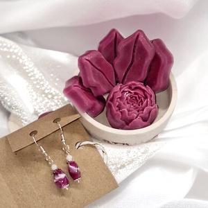 Magnólia illatú kényeztető ajándékbox nőknek ,  fülbevalóval - otthon & életmód - gyertya, illat, aroma - illatviasz - Meska.hu