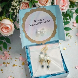 Fülbevaló díszdobozban személyes üzenettel - ékszer - fülbevaló - lógó fülbevaló - Meska.hu