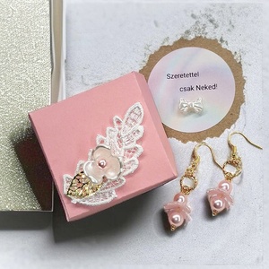 Fülbevaló díszdobozban személyes üzenettel, Ékszer, Fülbevaló, Lógó fülbevaló, Ékszerkészítés, MESKA