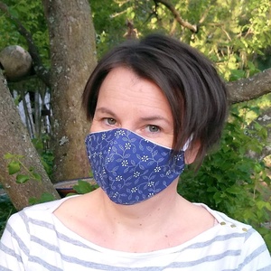 Szűrőbetétes maszk, NŐI arcmaszk, maszk, kékfestő -  - Meska.hu