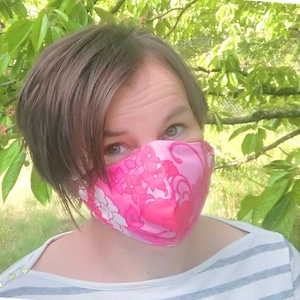 Szűrőbetétes maszk, pink indás -  - Meska.hu