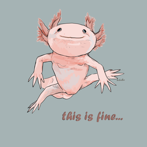 Pamut kapucnis pulóver axolotl grafikával, this is fine felirattal - ruha & divat - férfi ruha - férfi pulóver - Meska.hu