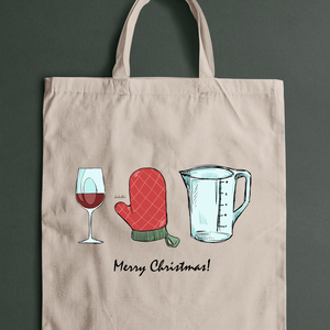Vicces vászontáska karácsonyi konyha grafikával, Táska & Tok, Bevásárlás & Shopper táska, Shopper, textiltáska, szatyor, Mindenmás, MESKA
