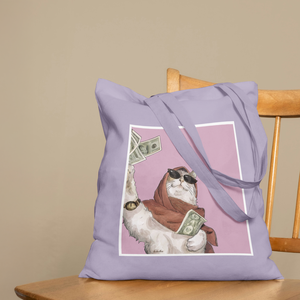 Pamut vászontáska egyedi pénzes macskás grafikával, Táska & Tok, Bevásárlás & Shopper táska, Shopper, textiltáska, szatyor, Mindenmás, MESKA