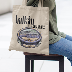 Pamut vászontáska egyedi balkán varrós doboz grafikával, Táska & Tok, Bevásárlás & Shopper táska, Shopper, textiltáska, szatyor, Mindenmás, MESKA