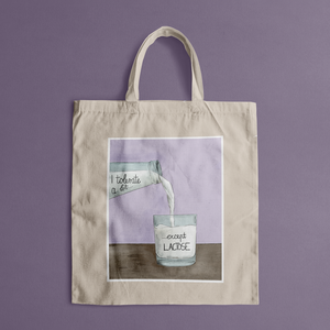 Pamut vászontáska laktózmentes grafikával - táska & tok - bevásárlás & shopper táska - shopper, textiltáska, szatyor - Meska.hu