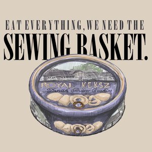 Vicces vászontáska balkán varrós / kekszes doboz grafikával, angol felirattal - táska & tok - bevásárlás & shopper táska - shopper, textiltáska, szatyor - Meska.hu