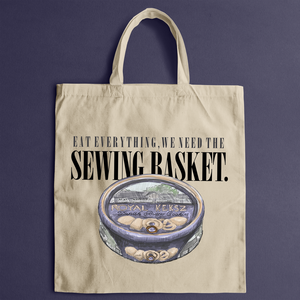 Vicces vászontáska balkán varrós / kekszes doboz grafikával, angol felirattal - Meska.hu