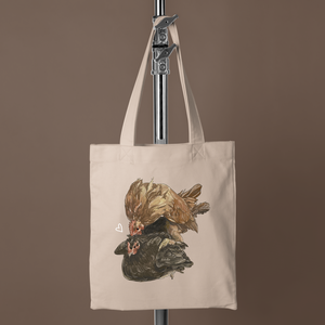 Vászontáska szerelmes tyúkos mintával, Táska & Tok, Bevásárlás & Shopper táska, Shopper, textiltáska, szatyor, Mindenmás, MESKA