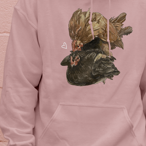 Pamut kapucnis pulóver szerelmes tyúkos mintával, Ruha & Divat, Női ruha, Pulóver, Mindenmás, MESKA