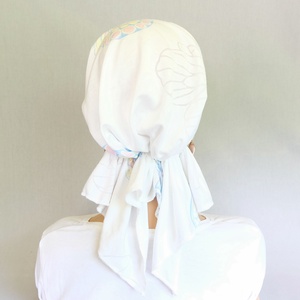 Kemoterápiás kendő - fehér, pillangós, extra vékony fejkedő - paróka helyett - ruha & divat - sál, sapka, kendő - kendő - Meska.hu