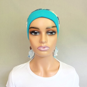 Kemoterápiás kendő - kék mintás és türkiz fejkendő - ruha & divat - sál, sapka, kendő - kendő - Meska.hu