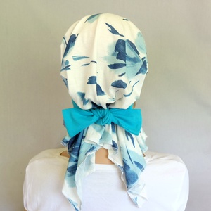 Kemoterápiás kendő - kék mintás és türkiz fejkendő - ruha & divat - sál, sapka, kendő - kendő - Meska.hu