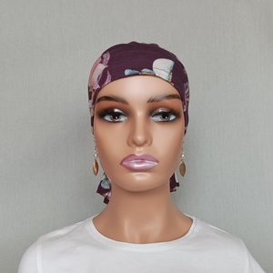 Kemoterápiás kendő - lila virágos fejkendő - paróka helyett - ruha & divat - sál, sapka, kendő - kendő - Meska.hu