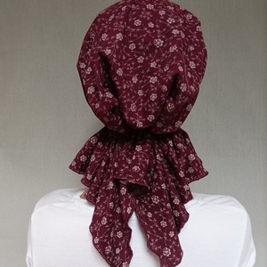 Kemoterápiás kendő - bordó színű, virágos fejkendő - paróka helyett - ruha & divat - sál, sapka, kendő - kendő - Meska.hu