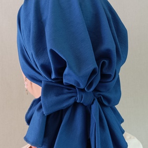 Kendő - Kemoterápiás fejkendő - királykék masnis, pamut kendő - paróka helyett - daganatos kezelések idejére is - ruha & divat - sál, sapka, kendő - kendő - Meska.hu