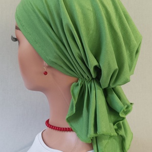 Kendő - Kemoterápiás kendő - fűzöldszínű vékony fejkedő - paróka helyett is - ruha & divat - sál, sapka, kendő - kendő - Meska.hu