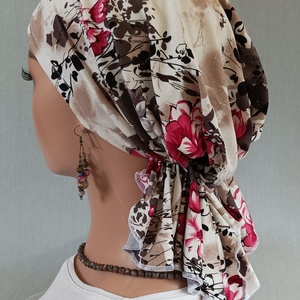 Kendő - Kemoterápiás fejkendő - cirmos dáliavirág mintás pamut kendő - paróka helyett - daganatos kezelések idejére is - ruha & divat - sál, sapka, kendő - kendő - Meska.hu