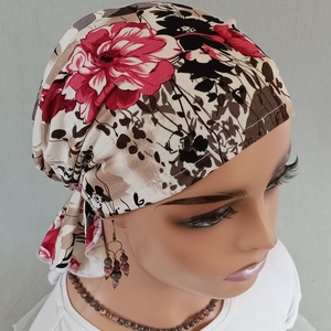 Kendő - Kemoterápiás fejkendő - cirmos dáliavirág mintás pamut kendő - paróka helyett - daganatos kezelések idejére is - Meska.hu