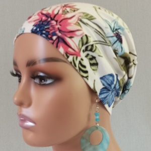 Sapka - Kemoterápiás sapka - búzavirágos mintával - paróka helyett - daganatos kezelések idejére is - ruha & divat - sál, sapka, kendő - kendő - Meska.hu